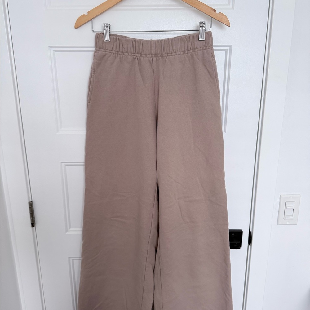 Left On Friday Wide Leg Track Pants in Taupe